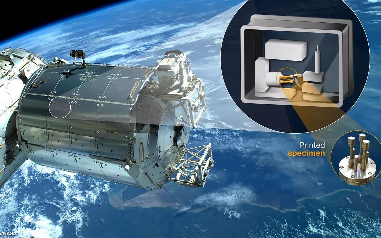 View of the 3D printed specimen in the ISS