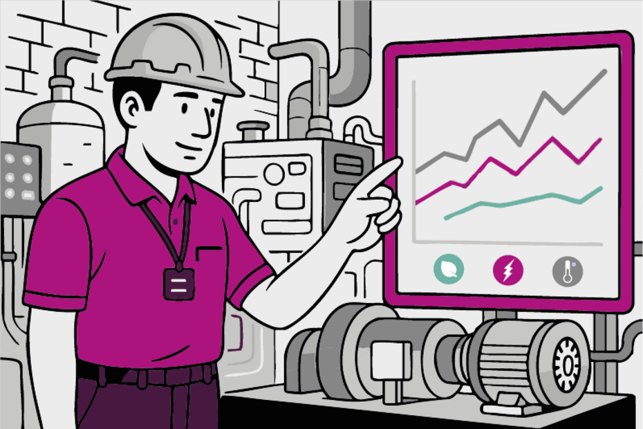 Visualization of industrial energy consumption with CortX Alchemy, providing real-time monitoring, anomaly detection, and prioritization of actions to maximize energy efficiency.