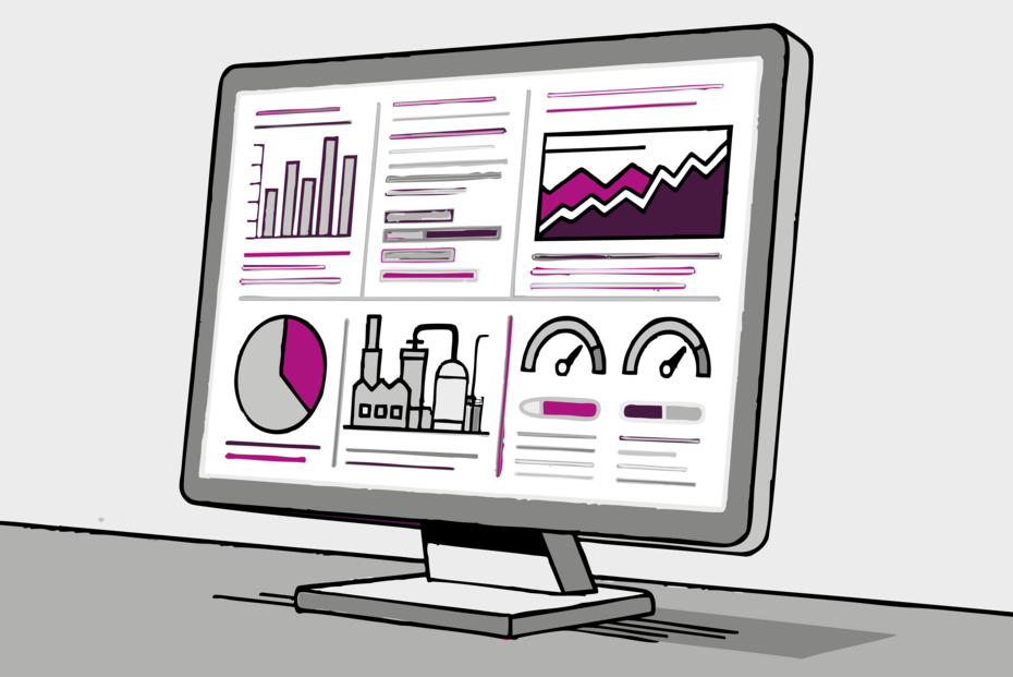 Écran d’ordinateur affichant un tableau de bord où les données collectées sont contextualisées et présentées sous forme d’éléments graphiques.