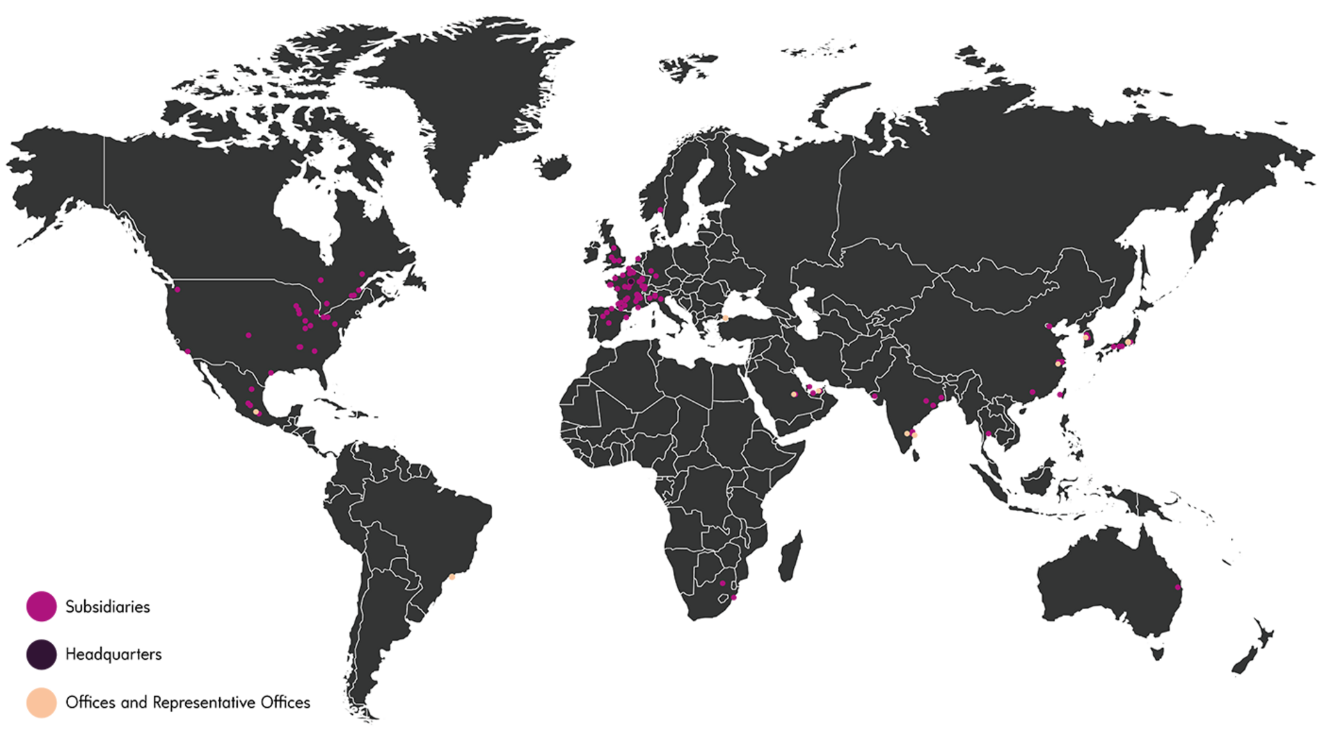 Fives locations around the world